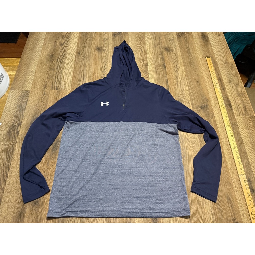 Under Armour Shirts Mens Size Medium Navy Blue Heather Grey Quarter Zip Hoodie